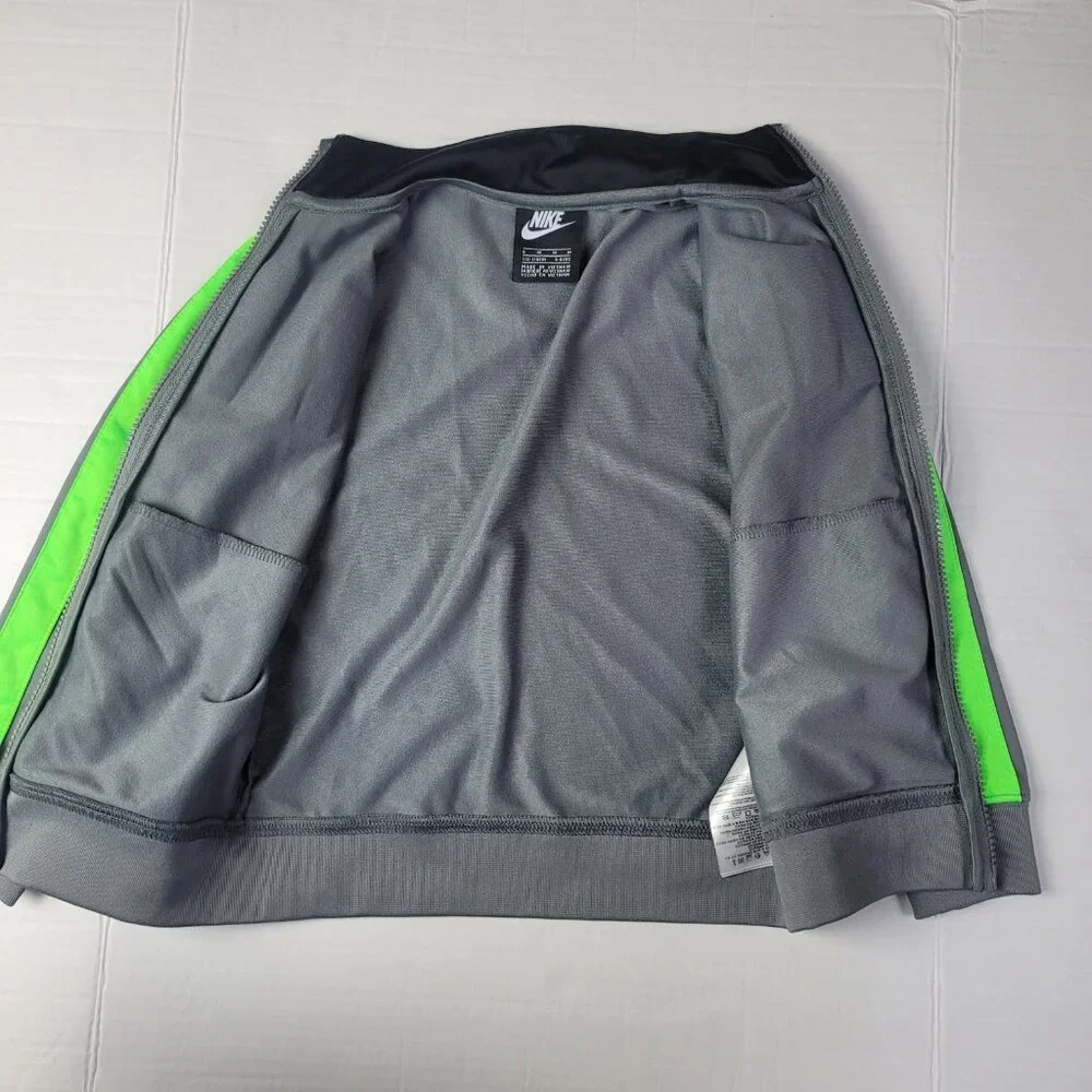 Nike Boys Track Jacket Size 6 Gray Green Full Zip Athletic Jacket
